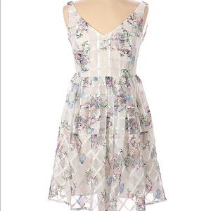 Maeve Anthropologie Shimmery Garden Party Cute Floral Mini Dress (Size:2P)
